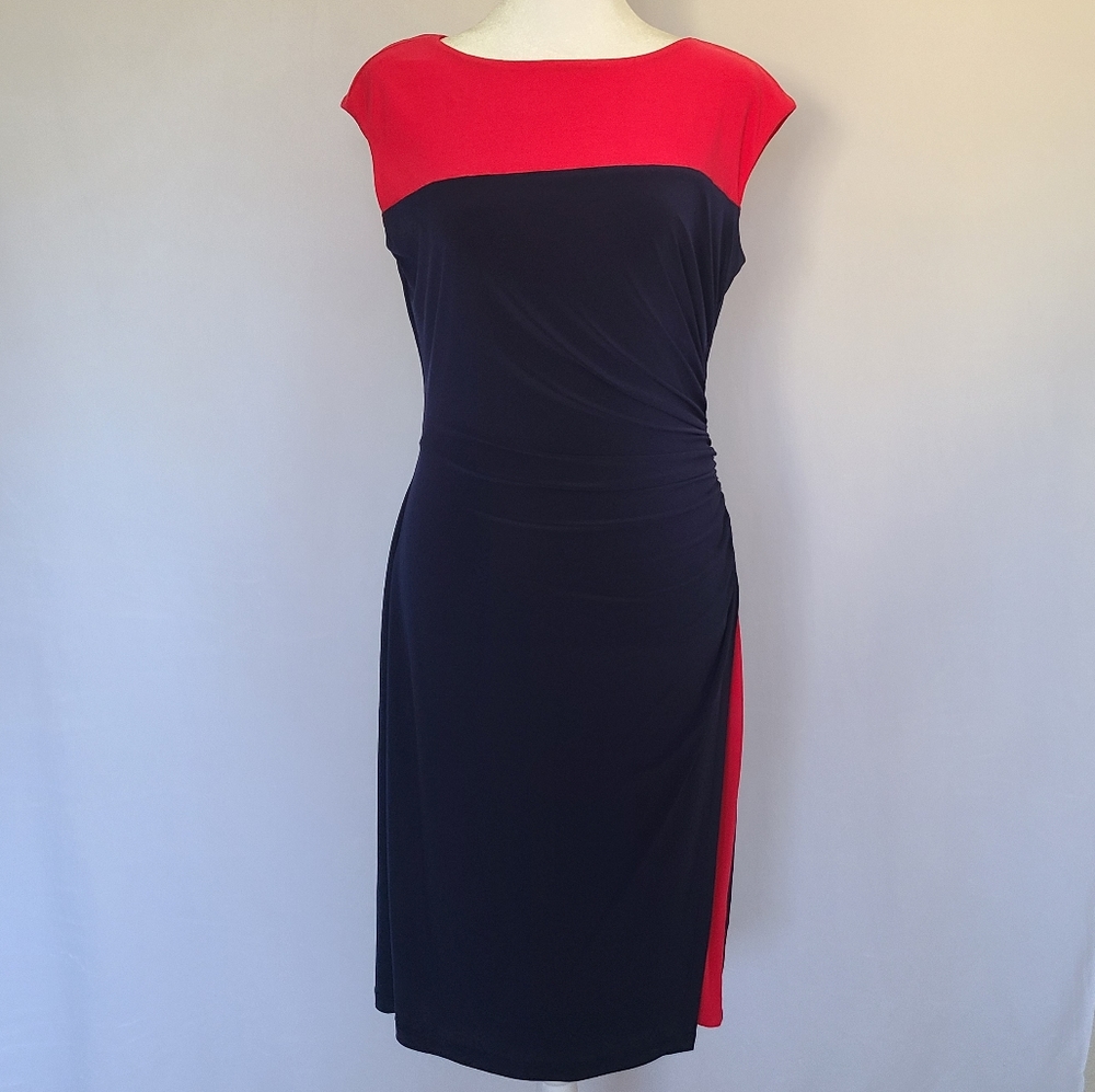 Lauren Ralph Lauren Dress Women's Color Block Sheath Essentials Dress Size 6